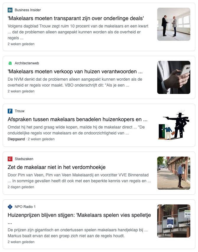 Makelaars in het nieuws